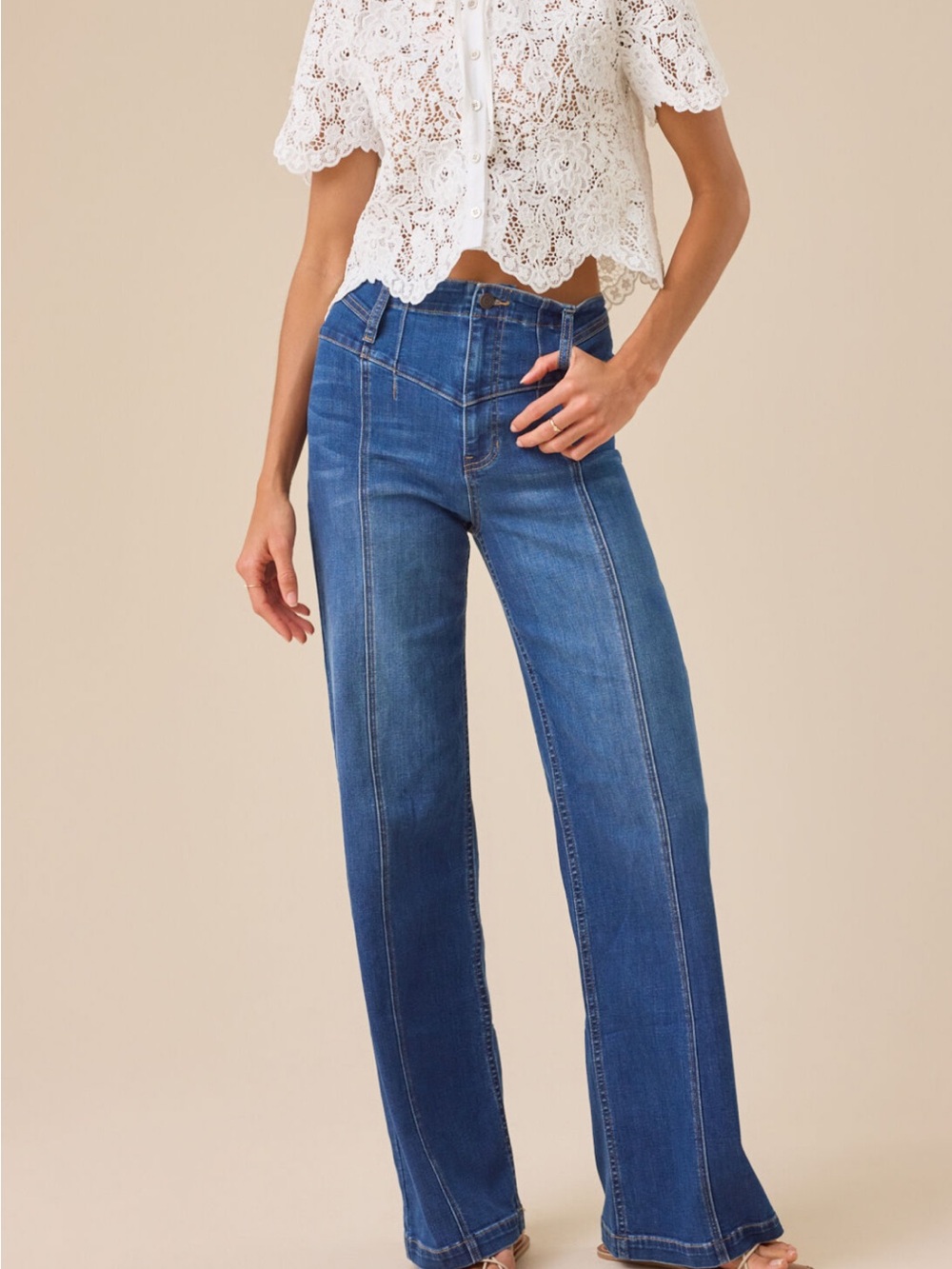 Altar'd State Blue High-Rise Wide Leg Jeans